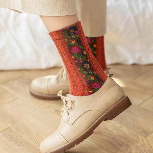 Warm Ethnic Cute Floral Printing Socks