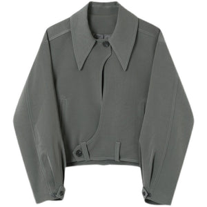 Irregular Placket Cropped Jacket