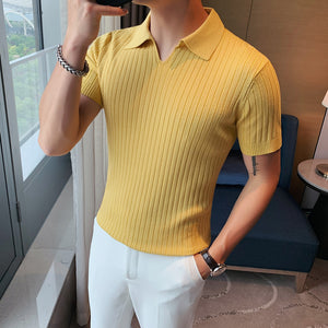 Slim Fit Knit Short Sleeve Polo Shirt