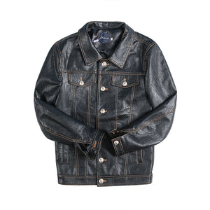 Lapel Cropped Motorcycle PU Leather Jacket