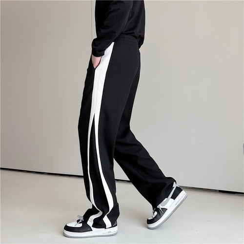 Fall Contrast Slit Casual Pants