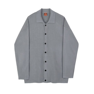 Lapel Polo Knit Cardigan