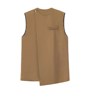 Slanted Button Sleeveless Vest