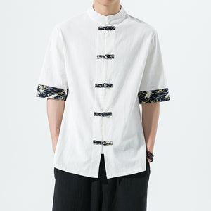 Retro Buttoned Cotton Linen Shirt