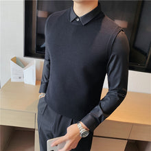 Load image into Gallery viewer, Fake Two Piece Shirt Collar Slim Sweater
