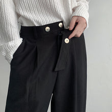 Load image into Gallery viewer, Snap Placket Drape Casual Straight Leg Pants
