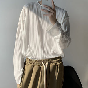 Thin Simple Solid Color Pullover Long Sleeve T-Shirt