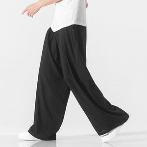 Loose Solid Straight-leg Pants