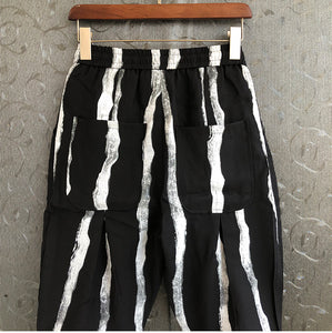 Striped Casual Slim Fit Cropped Harem pants