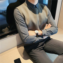 Load image into Gallery viewer, Fake Two Piece Shirt Collar Slim Sweater
