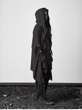 Load image into Gallery viewer, Black Cape Trench Coat Robe
