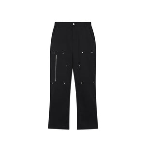 Vintage Rivet Cargo Zipper Casual Trousers