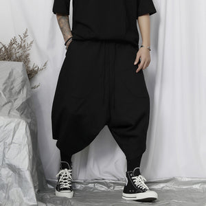 Dark Loose Wide Leg Cropped Pants