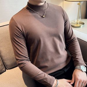 Slim Fit British Half Turtleneck Long Sleeve T-Shirt