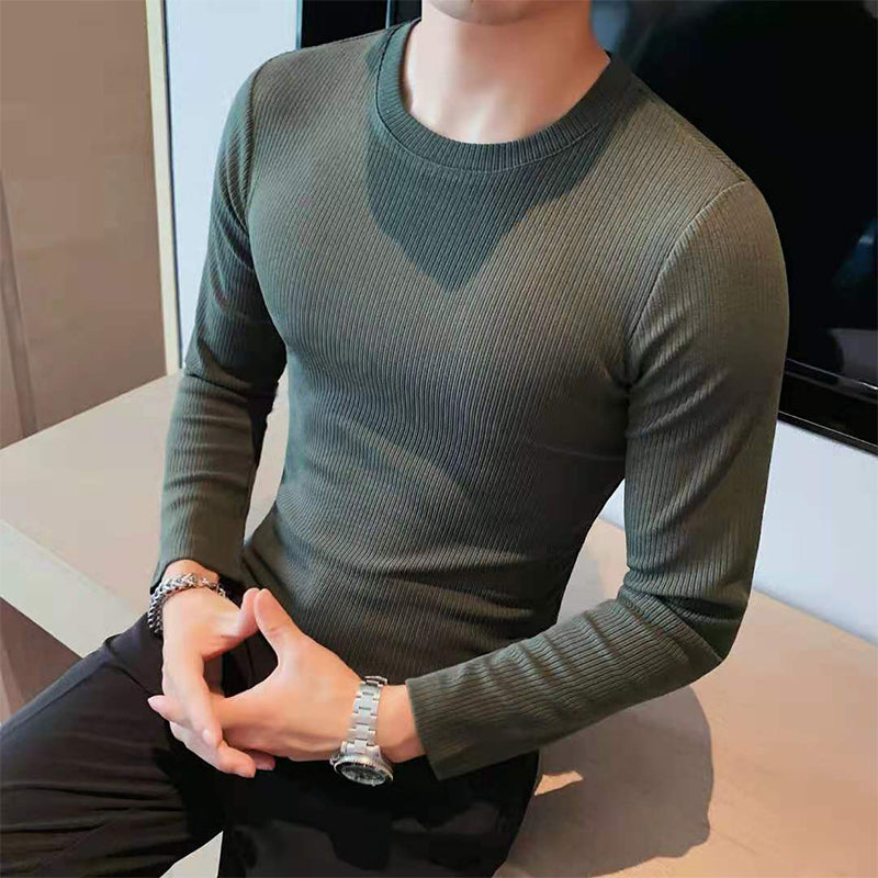 Slim Fit Crew Neck Stripe Long Sleeve T-Shirt