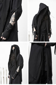 Black Cape Trench Coat Robe