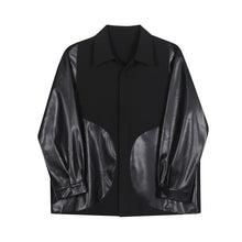 Load image into Gallery viewer, Simple Stitching PU Leather Long Sleeve Shirt
