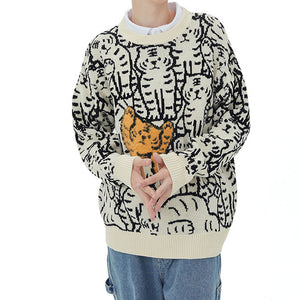 Tiger Knit Pullover Sweater