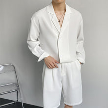 Load image into Gallery viewer, Suit Collar Shirt And Shorts Set
