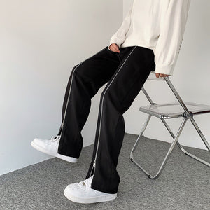 Zip Slit Straight Trousers