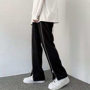 Zip Slit Straight Trousers