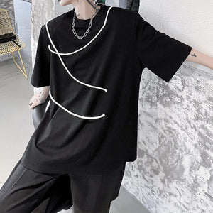 Irregular Tie Shoulder Pad Short Sleeve T-Shirt