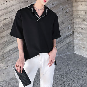 Simple Lapel Short Sleeve Pullover Shirt