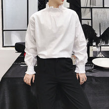 Load image into Gallery viewer, Stand-up Collar Ruffle Shirt
