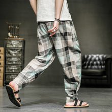 Load image into Gallery viewer, Cotton Linen Plaid Loose Casual Pants
