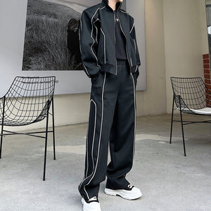 Casual Sports Suit Jacket Wide Leg Pants