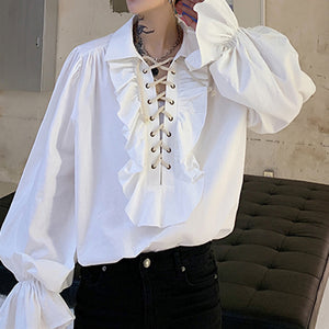 Vintage Ruffled Drawstring Shirt