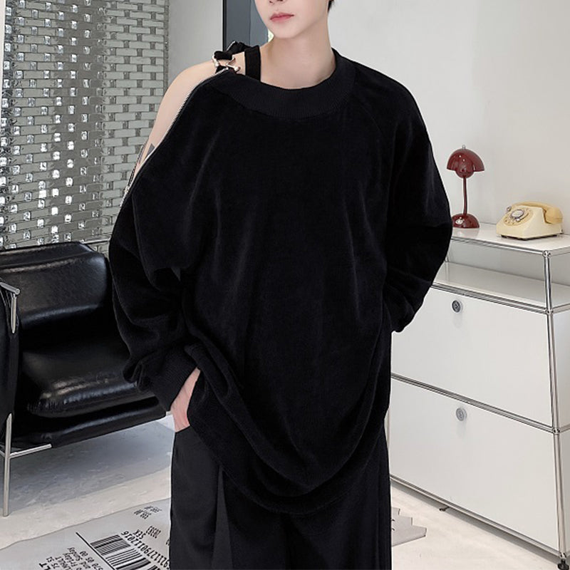 Zip Off Shoulder Long Sleeve Sweatshirt