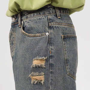 Straight Shredded Casual Jeans