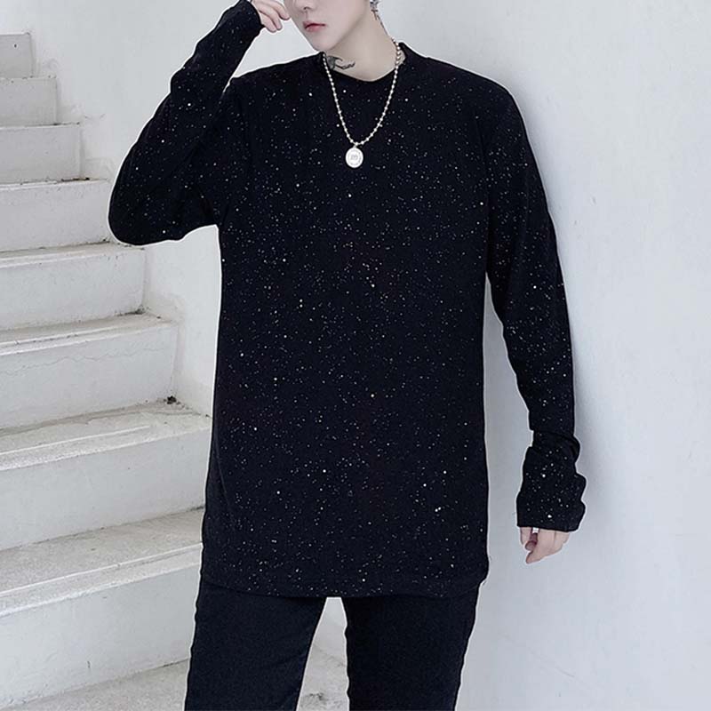 Dark Glitter Sequin Long Sleeve T-Shirt