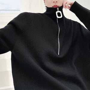 Zip Half Turtleneck Knit Sweater