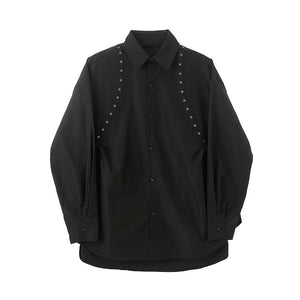 Lace-up Lapel Collar Shirt