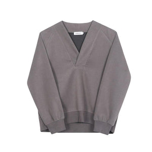 Solid Color V Neck Raglan Sleeve Sweatshirt