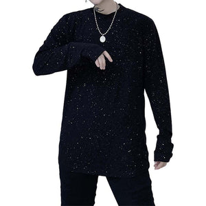 Dark Glitter Sequin Long Sleeve T-Shirt