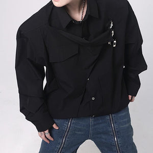 Structured Shoulder Pads Long Sleeve Shirt