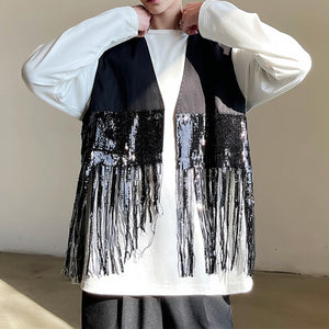 Tassel Sequin Stitching Hip Hop Performance Vest