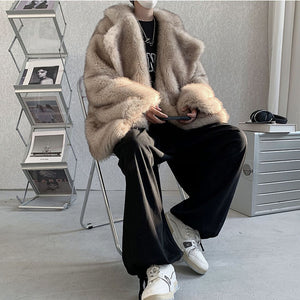 Gradient Thickened Mid Length Plush Coat