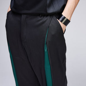 Contrast Slit Cut Loose Cropped Pants