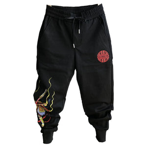 Leg Embroidery Slim Stretch Sweatpants