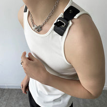 Load image into Gallery viewer, Detachable Leather Tab Sleeveless Vest
