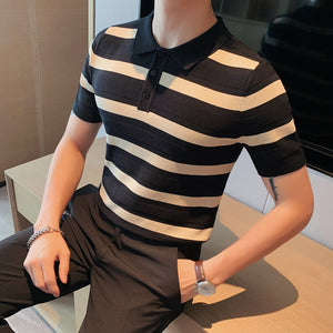 Wide Stripe Slim Fit Polo Shirt