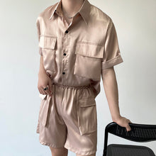 Load image into Gallery viewer, Stereo Pocket Short Sleeve Shirt Shorts Set
