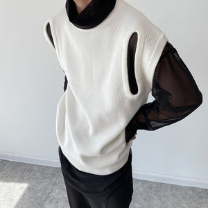 Simple Hollow Sleeveless Knit Vest