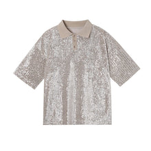 Load image into Gallery viewer, Sequin Short Sleeve Polo Shirt
