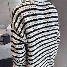 Load image into Gallery viewer, Stripes Dropped Shoulder Long Sleeves Sweater
