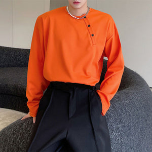 Slanted Loose Long-sleeved T-shirt